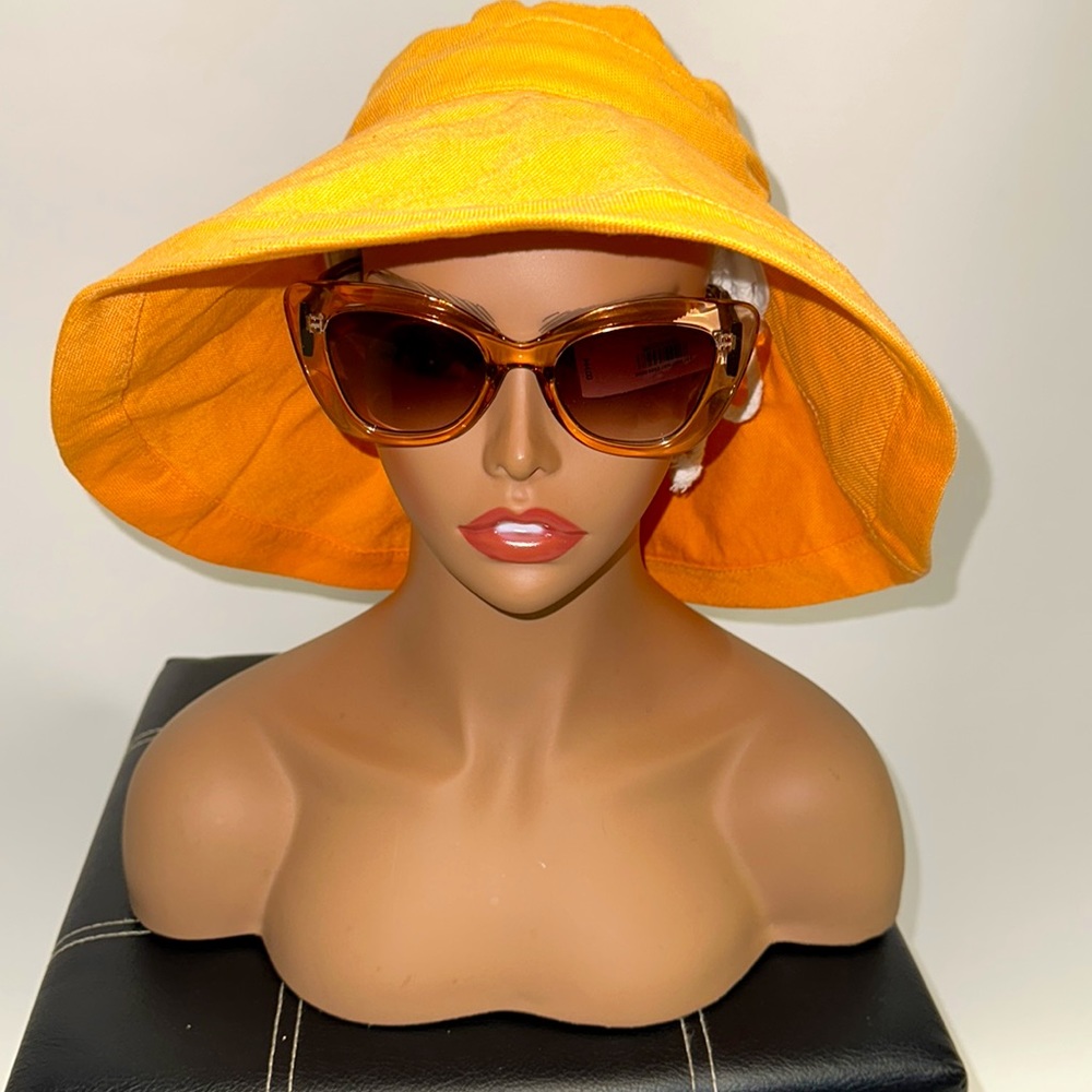 LINEN APRICOT FREE PEOPLE  OVERSIZED SUN AND FISHING HAT ADJUSTABLE NWOT